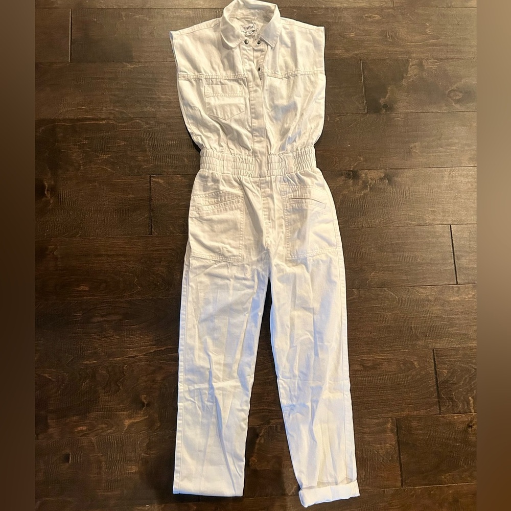 Pistola - Rosie Shoulder Pad Jumpsuit - White XXS